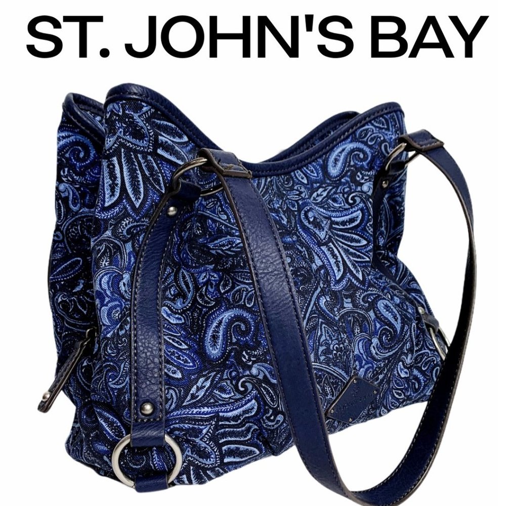 St. John's bay purse blue paisley - Picture 1 of 16